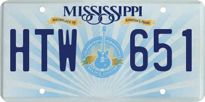 MS license plate HTW651