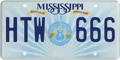 MS license plate HTW666