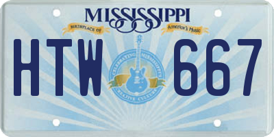 MS license plate HTW667