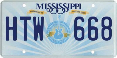 MS license plate HTW668