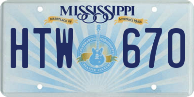 MS license plate HTW670