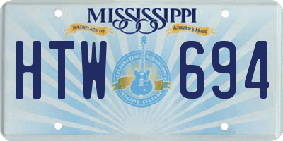 MS license plate HTW694