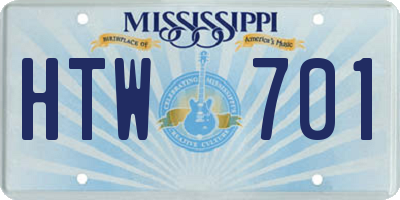 MS license plate HTW701