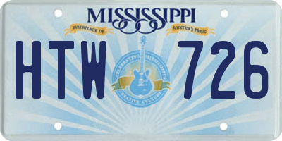 MS license plate HTW726