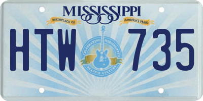 MS license plate HTW735