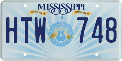 MS license plate HTW748