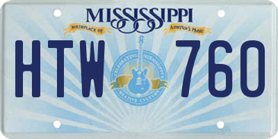 MS license plate HTW760