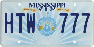 MS license plate HTW777