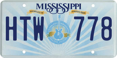 MS license plate HTW778