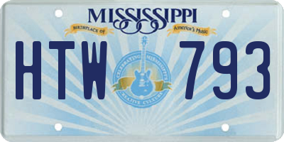 MS license plate HTW793