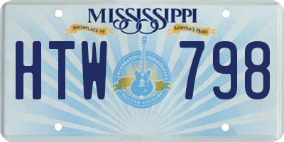 MS license plate HTW798