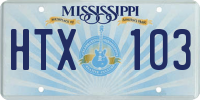 MS license plate HTX103