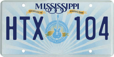 MS license plate HTX104