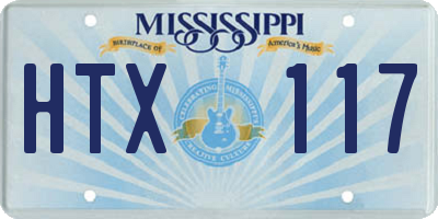 MS license plate HTX117