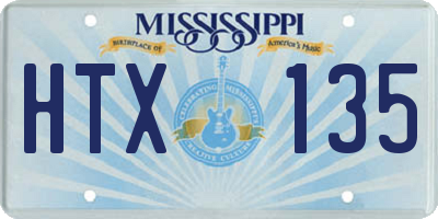 MS license plate HTX135
