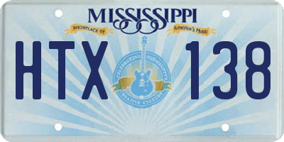 MS license plate HTX138
