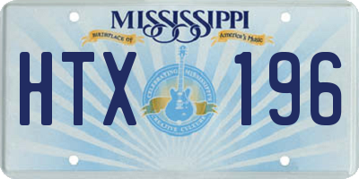 MS license plate HTX196