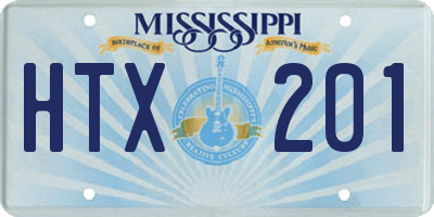 MS license plate HTX201