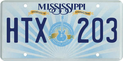 MS license plate HTX203