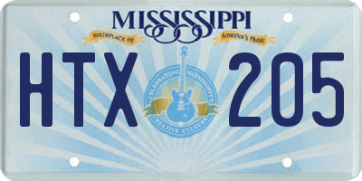 MS license plate HTX205