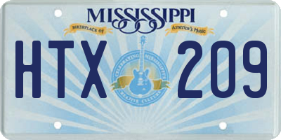 MS license plate HTX209