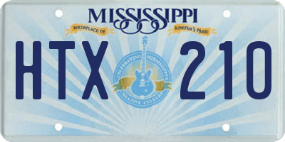 MS license plate HTX210