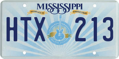 MS license plate HTX213