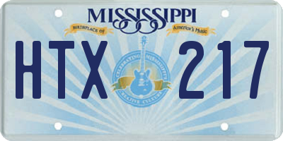 MS license plate HTX217