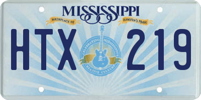 MS license plate HTX219