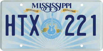 MS license plate HTX221