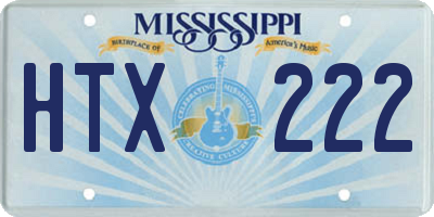 MS license plate HTX222