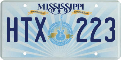 MS license plate HTX223