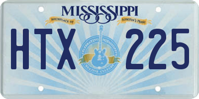 MS license plate HTX225