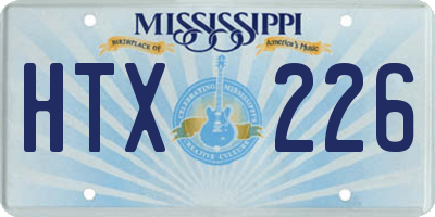 MS license plate HTX226