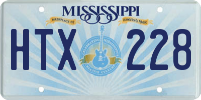 MS license plate HTX228