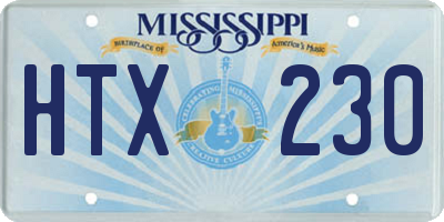 MS license plate HTX230