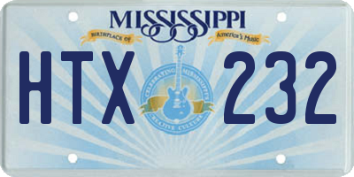 MS license plate HTX232