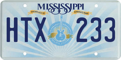 MS license plate HTX233