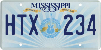 MS license plate HTX234