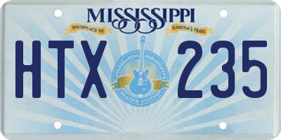 MS license plate HTX235