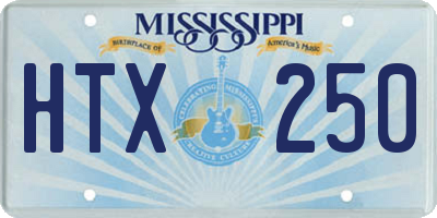 MS license plate HTX250