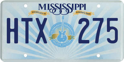 MS license plate HTX275