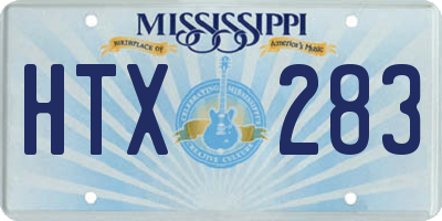 MS license plate HTX283