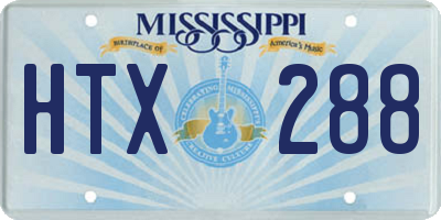 MS license plate HTX288