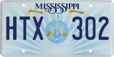 MS license plate HTX302