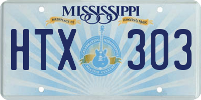 MS license plate HTX303
