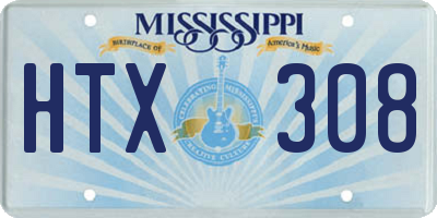 MS license plate HTX308