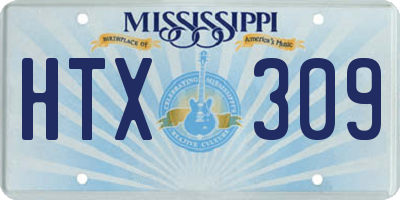 MS license plate HTX309
