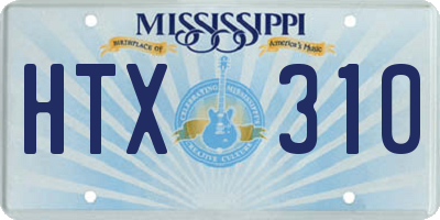 MS license plate HTX310