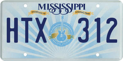 MS license plate HTX312